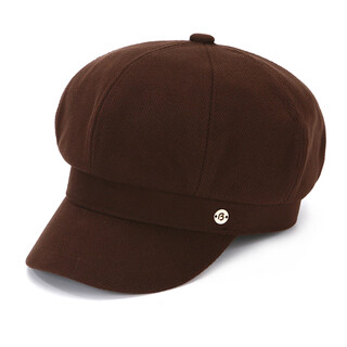 Woolen octagonal hat for women, korean version, autumn and winter warm beret, spring and autumn peaked cap, fashionable and versatile painter's hat, small round coffee, one size fits all 56-58cm