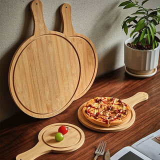 Raft core pizza plate wooden tray solid steak plate bread cake plate western restaurant bamboo plate round shape bamboo wood 10 inches ordinary style outer diameter 25cm bamboo wood moisture-proof and durable