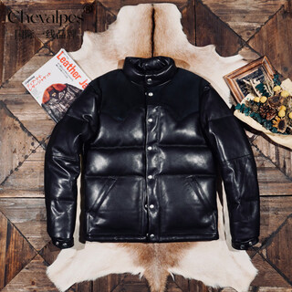 CHEVALPES国际一线品牌经典复刻TheRe*alMcCoy's无涂鹿皮羽绒服男加厚冬修 黑色 S