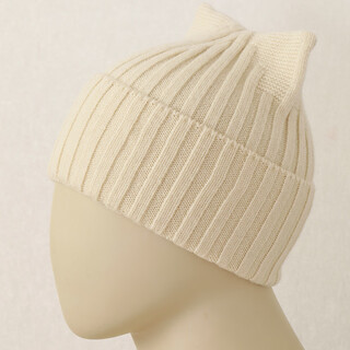 Hengyuanxiang sheep wool hat women's autumn and winter niche warm knitted hat beanie hat cute cat ears this white one size