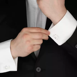 Jipindi cufflinks custom diy custom-made chinese and english letter engraving logo business high light luxury shirt suit metal cuff nails silver/letter