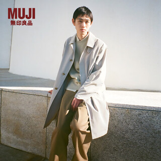 Muji abrigo impermeable con cuello alto para hombre, chaqueta cortavientos, longitud media, primavera para hombre, 25 ad0wuc5s, amarillo claro, l (175/100a)