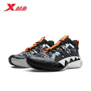 Xtep basketball shoes counterattack 5th generation men's 2026 new shock absorbing anti-slip professional practical sneakers 974119120002 black/classic white 40