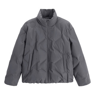Gxg men's casual embossed stand collar warm short down jacket gray (new) l