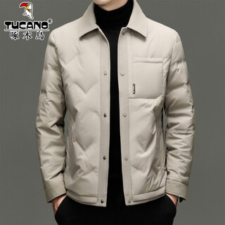 Woodpecker winter white duck down jacket men's short business casual warm lapel jacket versatile outdoor cold wear 8859 khaki m 170
