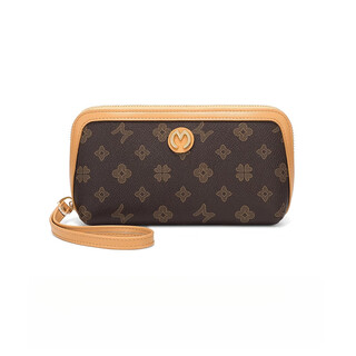 Scarecrow handbag women's fashion mobile phone bag exquisite women's wallet feeling coin purse small bag mother's clutch brown