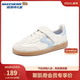 Skechers children's fashion trend versatile moral training shoes girls low-cut sneakers classic t-shaped toe 310581l natural color/light blue/ntlb 38