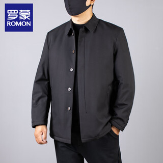 Romon middle-aged men's high-end cotton coat winter sheep wool warm cotton coat large size lapel cotton jacket plus fat and enlarged cold-proof clothing black l 110-120jin jin equals 0.5 kg