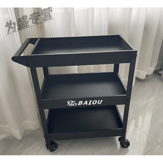 Qiao bo lai three-layer trolley, industrial style tool trolley, wheel storage parts, mobile home flower stand, green plant trolley, black
