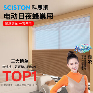 Coston electric day and night honeycomb curtain bee piano roller curtain study living room blackout heat insulation full blackout intelligent curtain package installation day and night curtain full blackout beige-2.5cm