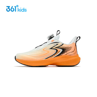 361 children's shoes boys' running shoes breathable and non-slip 2026 spring new medium and large children's knob buckle sports shoes 361 degree white/brilliant orange 34