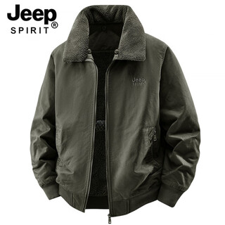 Chaqueta sherpa jeep spirit para hombre 2025, otoño e invierno, nueva chaqueta de trabajo de algodón cálida con múltiples bolsillos y terciopelo, cuello de piel desmontable de color militar 3xl (recomendado 165-180 jin jin equivale a 0,5 kg)