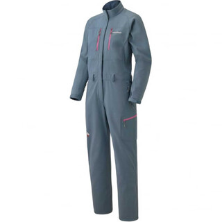 Mont bell solid color stand collar zipper long sleeve one-piece ski suit for women blue gray m