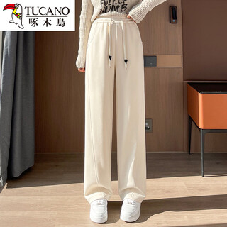 Woodpecker banana down pants women's outer wear 2025 winter new northeastern minus 40 degrees cold-proof warm wide-leg straight pants off-white s 80-95jin jin equals 0.5 kg