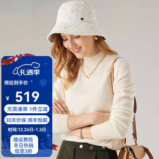 Paluopo casual and versatile 100% cashmere sweater for women, autumn and winter basic multi-color half turtleneck knitted warm sweater, milky white, half turtleneck, l 165/105