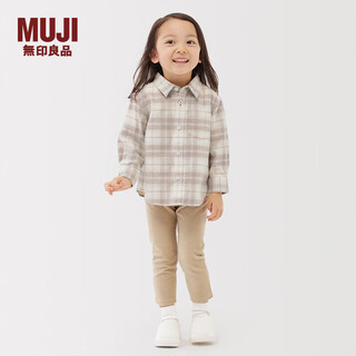 Muji baby flannel long-sleeved shirt children's shirt boys and girls children's clothing 25 years winter pure cotton cc272a5a off-white plaid 100/56a