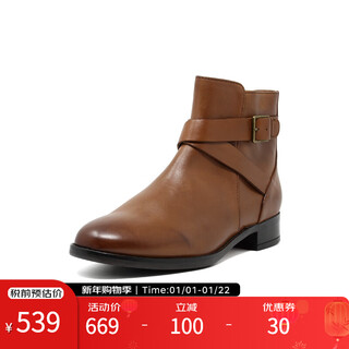 Clarks women's shoes short boots autumn and winter comfortable and wear-resistant genuine leather ankle boots hamble buckle overseas direct mail 26151011 36