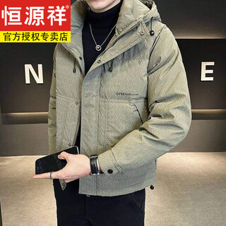 Hengyuanxiang high-end-daunenjacke mit weißer ente für herren, kurzer winter 2025, neue hübsche, verdickte kapuzenjacke im koreanischen stil für herren 8512 grün 4xl (170–190 jin entspricht 0,5 kg)