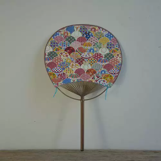 Yusenyi japanese style round fan japanese classical double-sided round fan japanese kimono cotton linen and wind pattern cloth fan ancient style summer bell rabbit colorful