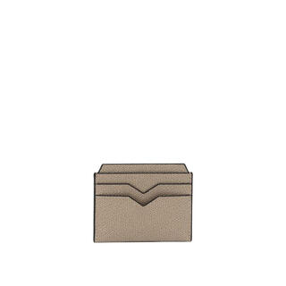 Valextra women's card holder, four card slots, double middle pockets, anti-slip slots, portable storage, calfskin, beige textured leather, thin beige uni