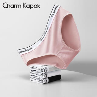 Charm kapok women's underwear autumn and winter new pure cotton antibacterial 100% cotton crotch seamless girls sports mid-waist triangle shorts 4 pairs of pure cotton light gray + black + light blue + light pink m recommended 80-99jin jin equals 0.5 kg