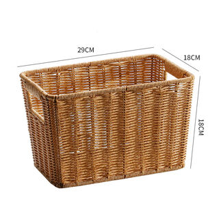 Fantasy storage basket woven basket fruit plate hanging basket storage box straw basket light brown color 29x18x18cm