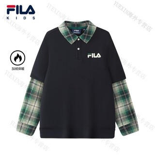 Fila kids children's clothing boys' sweaters 2026 spring new children's velvet lapel pullover top legend blue-nv 150 cm