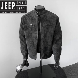 Jeep spirit maillard chaqueta corta de algodón marrón chaqueta de algodón con cuello alto engrosado de terciopelo de invierno para hombre chaqueta de moto americana chaqueta negra l