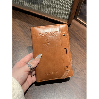 Bella anti-theft rfid passport bag travel passport holder overseas multi-functional document storage passport cover amber retro feel