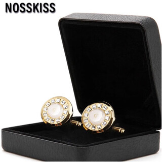 NOSSKISS金镶玉袖扣男高级轻奢定制法式衬衫西装袖口扣钉商务生日礼物送礼 金色袖扣