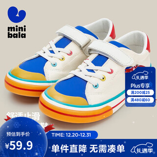 Mini barra canvas shoes for boys and girls, antibacterial, anti-slip, soft and easy to match, new sports shoes for children, white and blue tone 00318 24