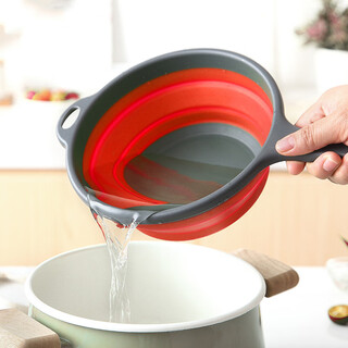 He jiagong silicone water scoop silicone folding water scoop kitchen household water scoop long handle foldable telescopic multi-purpose water scoop water scoop red folding water scoop