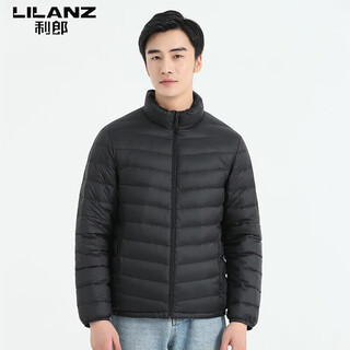 Lilanz men's light down jacket 2025 winter new stand collar slim short duck down warm jacket black m 170