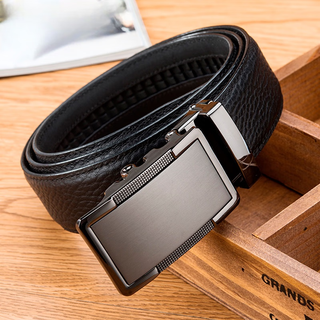 Lism light luxury high-end men's sttmu fashionable korean belt belt first layer cowhide automatic buckle trouser belt black 105cm