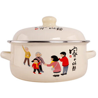 Shijanu new product thickened 16-20cm enamel porcelain double-ear enamel pot household soup pot stew pot instant noodles 16cm taste of home (1 piece)