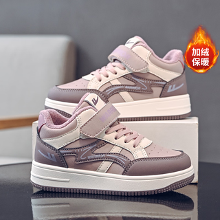 Warrior girls' cotton shoes winter children's warm sports shoes plus velvet cotton shoes wz-b048l light purple/purple/m36