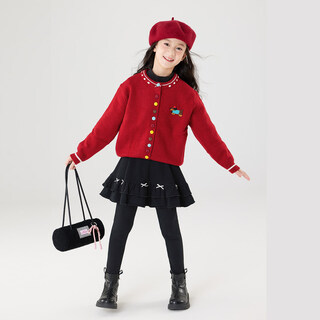Yoyo one girls skirt suit winter sweater short skirt children 2025 new autumn and winter big girl girl super nice dress 19805 red + 2256 black 150 150cm