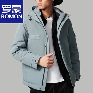 Luo meng hy841 cut label 90 down white duck down easy-care comfortable fabric hooded wear-resistant comfortable feel down jacket blue gray s 165 -115jin jin equals 0.5 kg