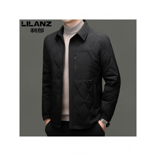Lilanz neue winterjacke für herren mittleren alters, dicke weiße entendaunenjacke, revers, lässig, warm, winddicht, schwarz, 14xl (195) größe (empfohlen 185-195 jin jin entspricht 0,5 kg)