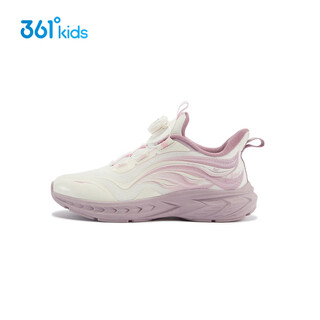 361 children's shoes girls running shoes quick shock absorption 2026 spring new anti-slip sports shoes for middle and large children feather white/sweetheart pink/xiawu purple 35