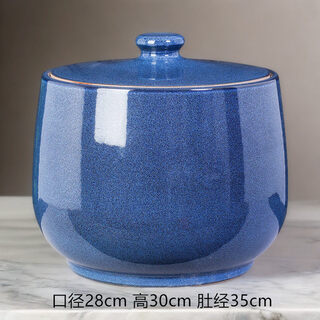 Qiaobolai ceramic oil tank jingdezhen oil tank household peanut rapeseed oil camellia lard tank high temperature water storage tank oil storage 40jin jin is equal to 0.5 kg blue glaze jubao oil tank (test water capacity)