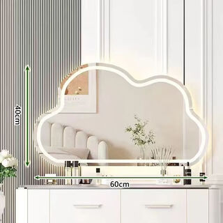 Yunduo makeup mirror 2025 new dressing table mirror bedroom desktop wall hanging smart led dressing mirror with lights three-color led lighting + infinite adjustment (positive light model) 70cm*50cm hanging model no punching