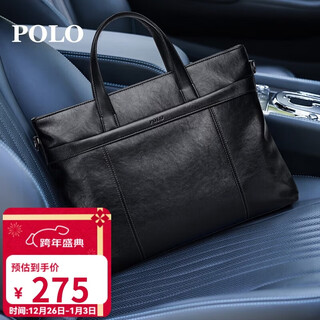 Polo briefcase men's soft leather business handbag 14/15 inch computer bag business trip briefcase meeting document bag