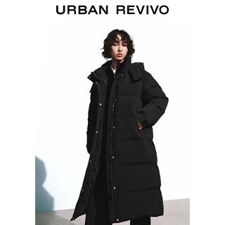 Ur new winter women's casual simple hooded quilted long down jacket uyy150060 black (loose) s
