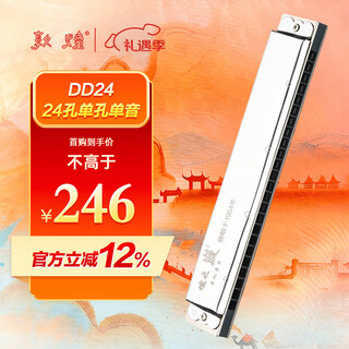 Dunhuang dinghuang 24-hole single-hole single-note harmonica, silver dd24 c key, professional performance