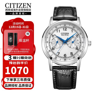 Citizen (citizen) light kinetic energy movement internet celebrity small blue needle dual calendar display fashion casual waterproof belt men's watch ao9000-06b