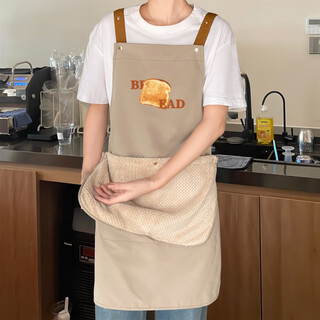 Tuojin imported quality hand-wiping apron from germany for kitchen and household 2025 new style waterproof and oil-proof for cooking and dining beige english bread_normal style
