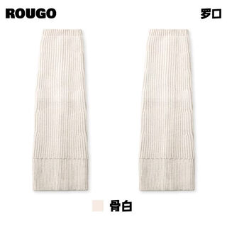 Lulurougo knitted socks covers pile socks women's autumn and winter shark pants thickened flared leg covers bone white