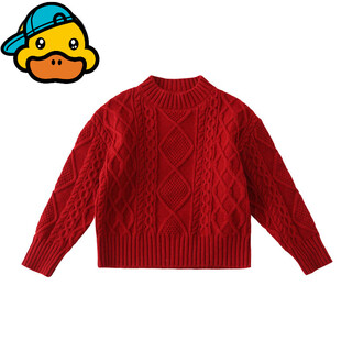 G.duck parent-child new year's greetings clothes for a family of three and four for photo taking red new year sweaters thickened spring festival street clothes for the whole family new version of twist sweater 140 cm