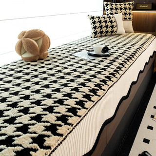 Baixini light luxury bay window mat 2025 winter new plush thickened warm balcony mat non-slip window sill mat blanket xinyuan-black 1cm*1cm for customization, please contact customer service